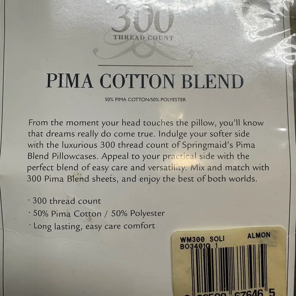 Springmaid Vintage Pillowcases Pima Cotton 300TC Standard Tan Pillowcases NEW